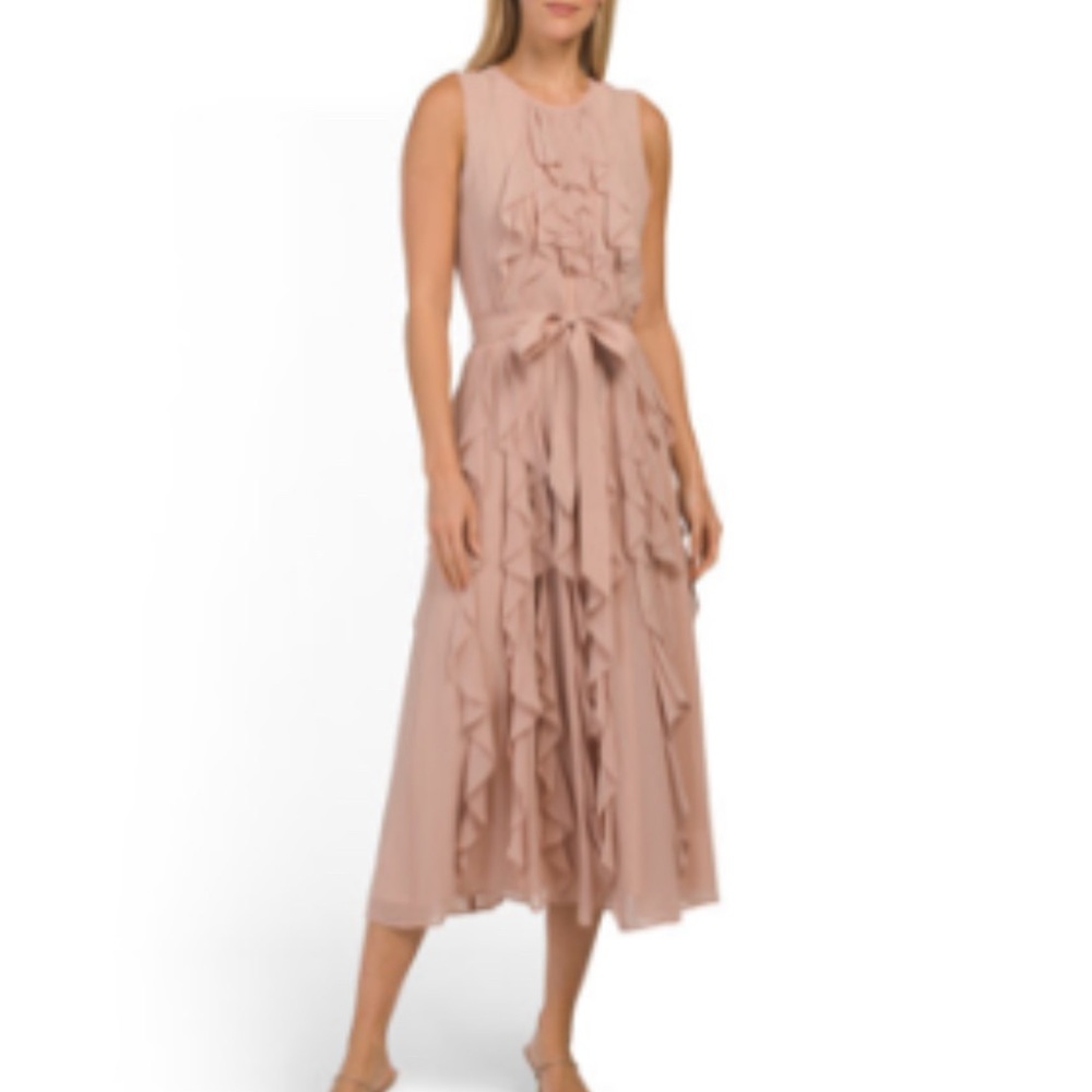 Elegant Pink Ruffle Dress